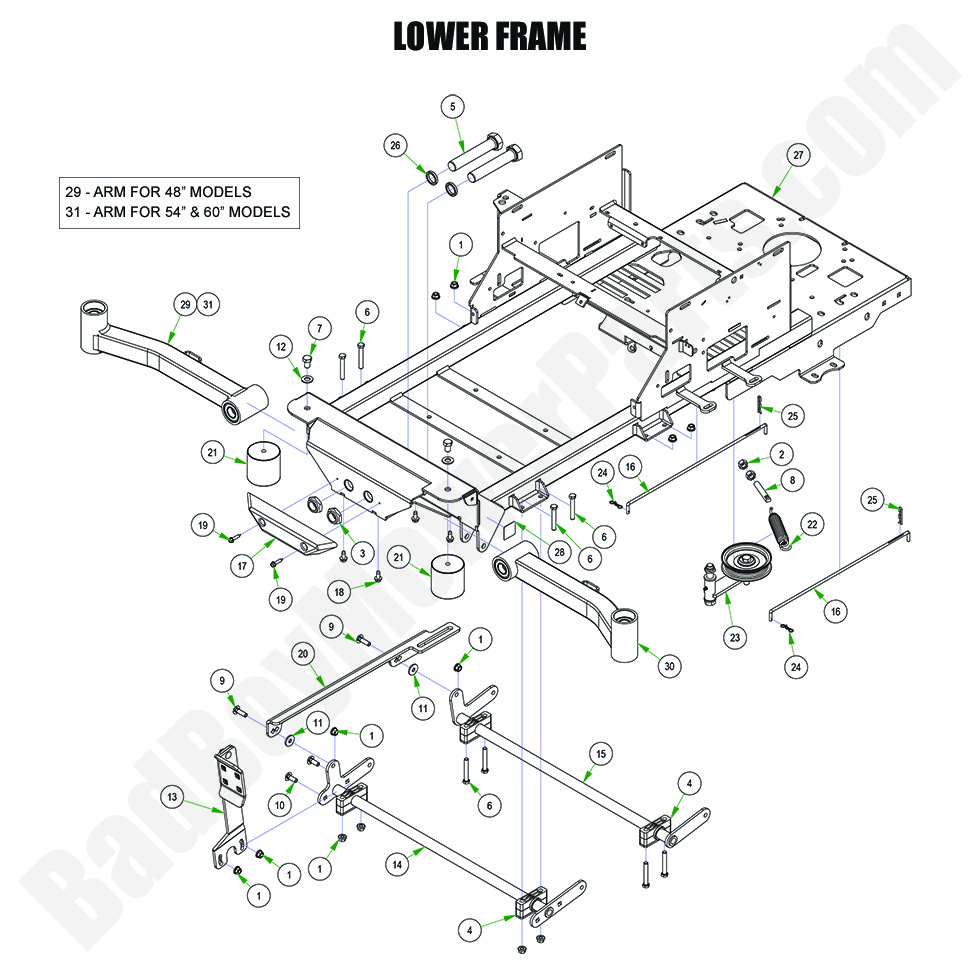 3655 - Bad Boy Mower Parts Lookup > 2024 > ZT Elite > Lower Frame